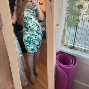 Tropical Print Off-Shoulder Dress